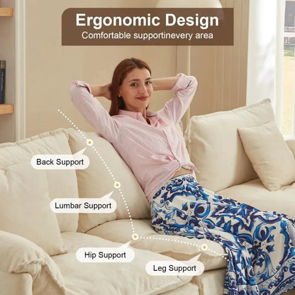 Luxury 108” Modular Sectional Sofa – Comfy Cloud Couch with Movable Ottoman, Charging Station,Side Pockets & Throw Pillows
