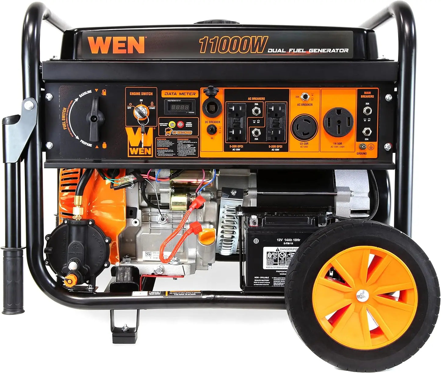 DF1100X 11000-Watt Dual Fuel; Electric Start Portable Generator with Wheel Kit and CO Shutdown Sensor