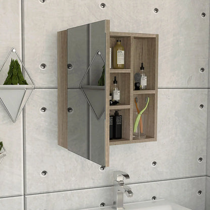 Labelle Medicine Cabinet With Mirror, Five Internal Shelves, Single Door Pine