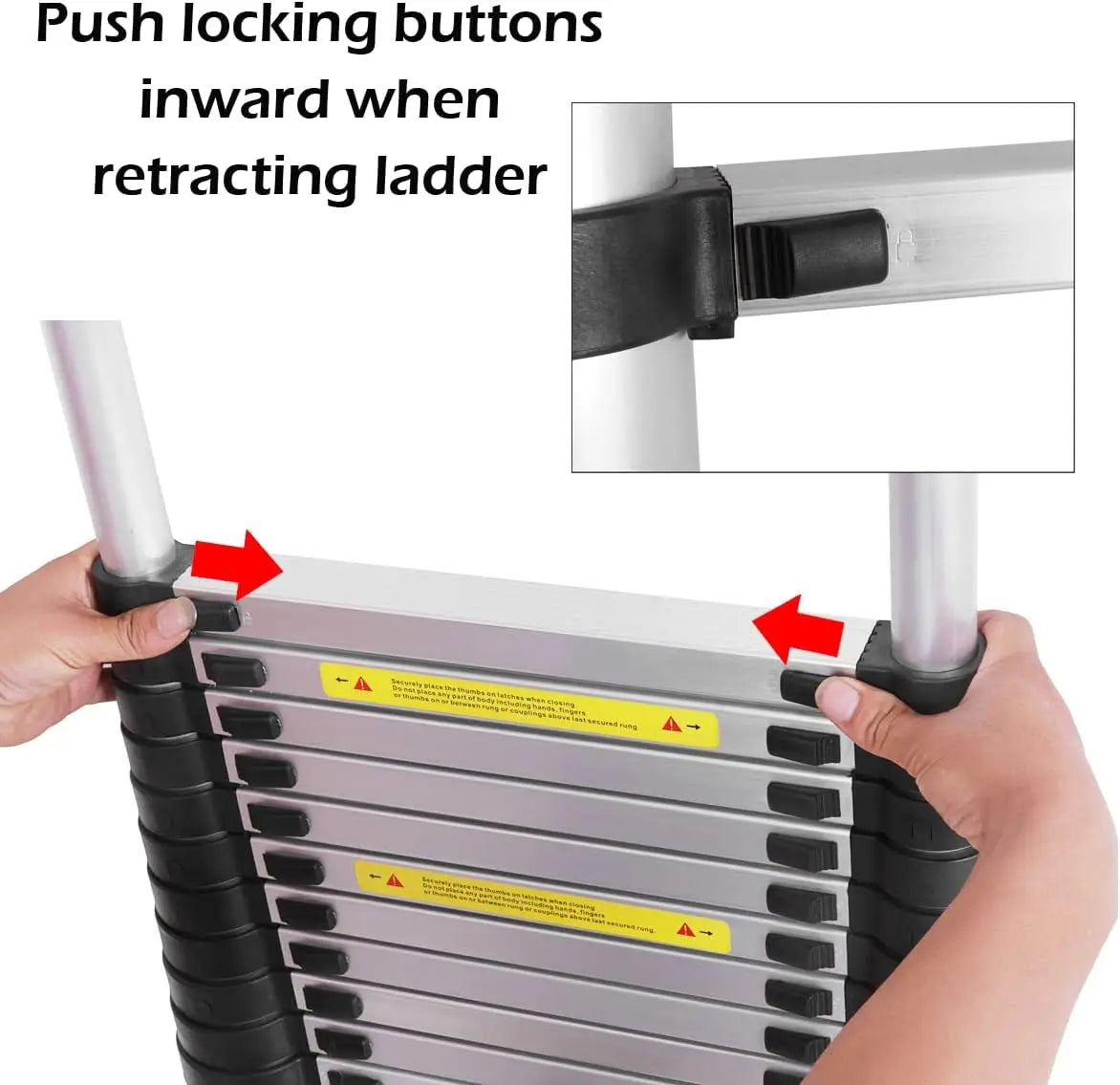 Telescopic Collapsible Ladder with Detachable Hooks & Extendable Steps Non-Slip Feet