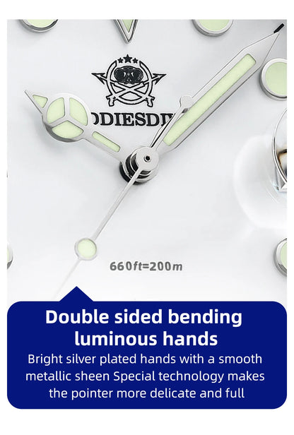 ADDIESDIVE Quartz Watch 316L Stainless Steel Windows Display Blue luminous 20Bar Ceramic Ring Waterproof Scuba