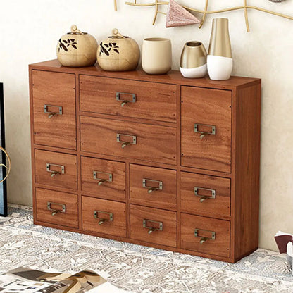 12 Drawer Wooden Apothecary Cabinet with Label Slot & Metal Handle Tabletop Storage Box Library Card Catalog Cabinet for Kitchen or Desk