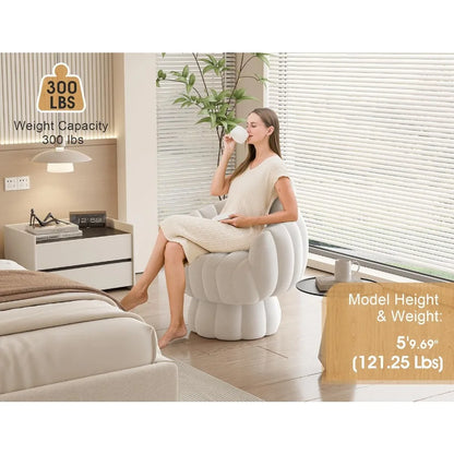 Mid Century Modern 360 Degree Swivel Accent Sofa Chair Set of 2,Velvet Fabric Wide Upholstered Pumpkin Reading Chair, Armchair f