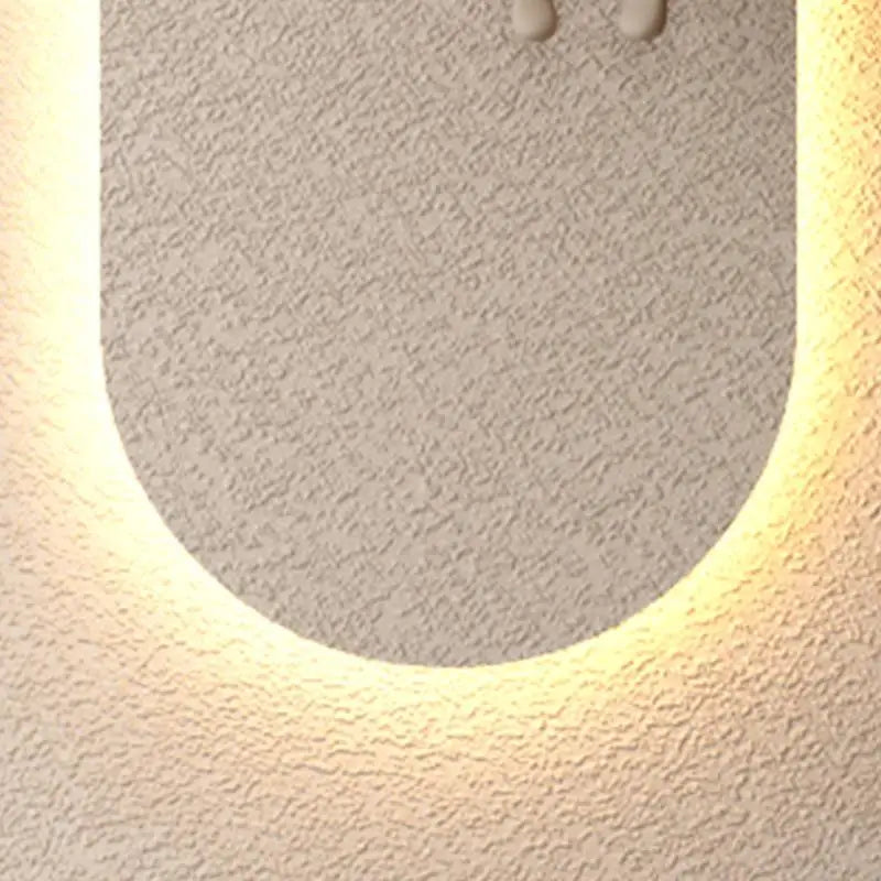 Adjustable 3-Color LED Sandstone Wall Decor with Simulated Green Plants, 3D Art Sculpture, Glass Vase & Rabbit Statue