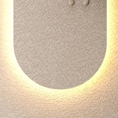Adjustable 3-Color LED Sandstone Wall Decor with Simulated Green Plants, 3D Art Sculpture, Glass Vase & Rabbit Statue