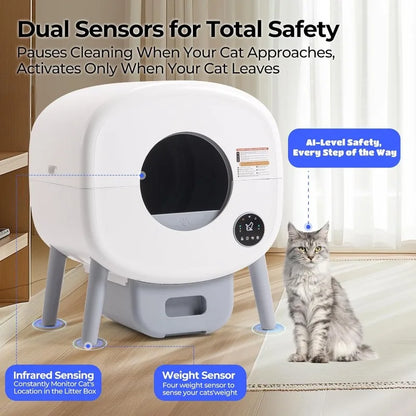 Extra Large Automatic Litter Box Self Cleaning for Multiple Cats, Odor-Free, App-Controlled