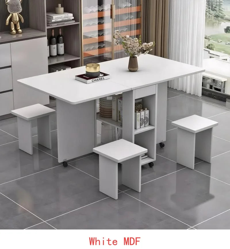 Folding Drop Leaf Dining Table Set for 4 with 4 Chairs, Space Saving Foldable or use as kitchen island
