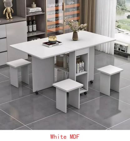 Folding Drop Leaf Dining Table Set for 4 with 4 Chairs, Space Saving Foldable or use as kitchen island