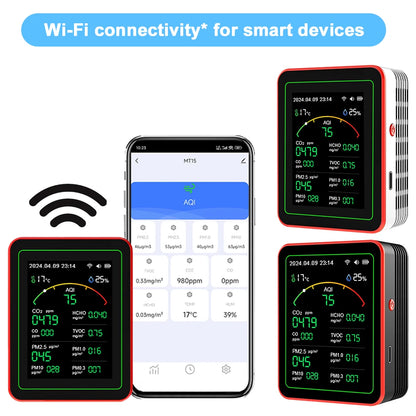 WiFi 15 in 1 Indoor Air Quality Monitor TFT Display Portable AQI PM0.3 PM1.0 PM2.5 PM10 Tester Household CO CO2 TVOC HCHO Tester