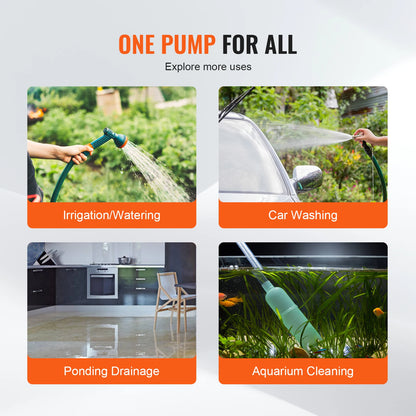 Water Transfer Pump 12V DC 360 GPH 1/10HP Portable Electric Utility Pump with 6 ft Suction Hose Kit