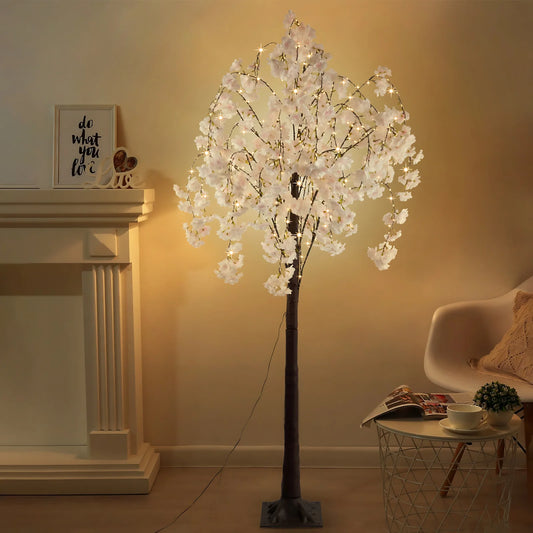 Darling Artificial Cherry Blossom Tree Light, 6ft Lighted Trees for Decoration Inside, 450 LED Lights Warm Light
