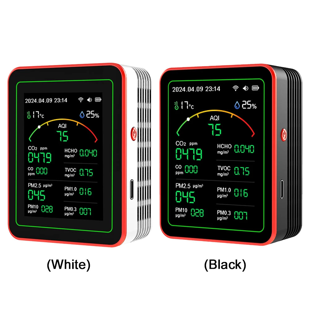 WiFi 15 in 1 Indoor Air Quality Monitor TFT Display Portable AQI PM0.3 PM1.0 PM2.5 PM10 Tester Household CO CO2 TVOC HCHO Tester