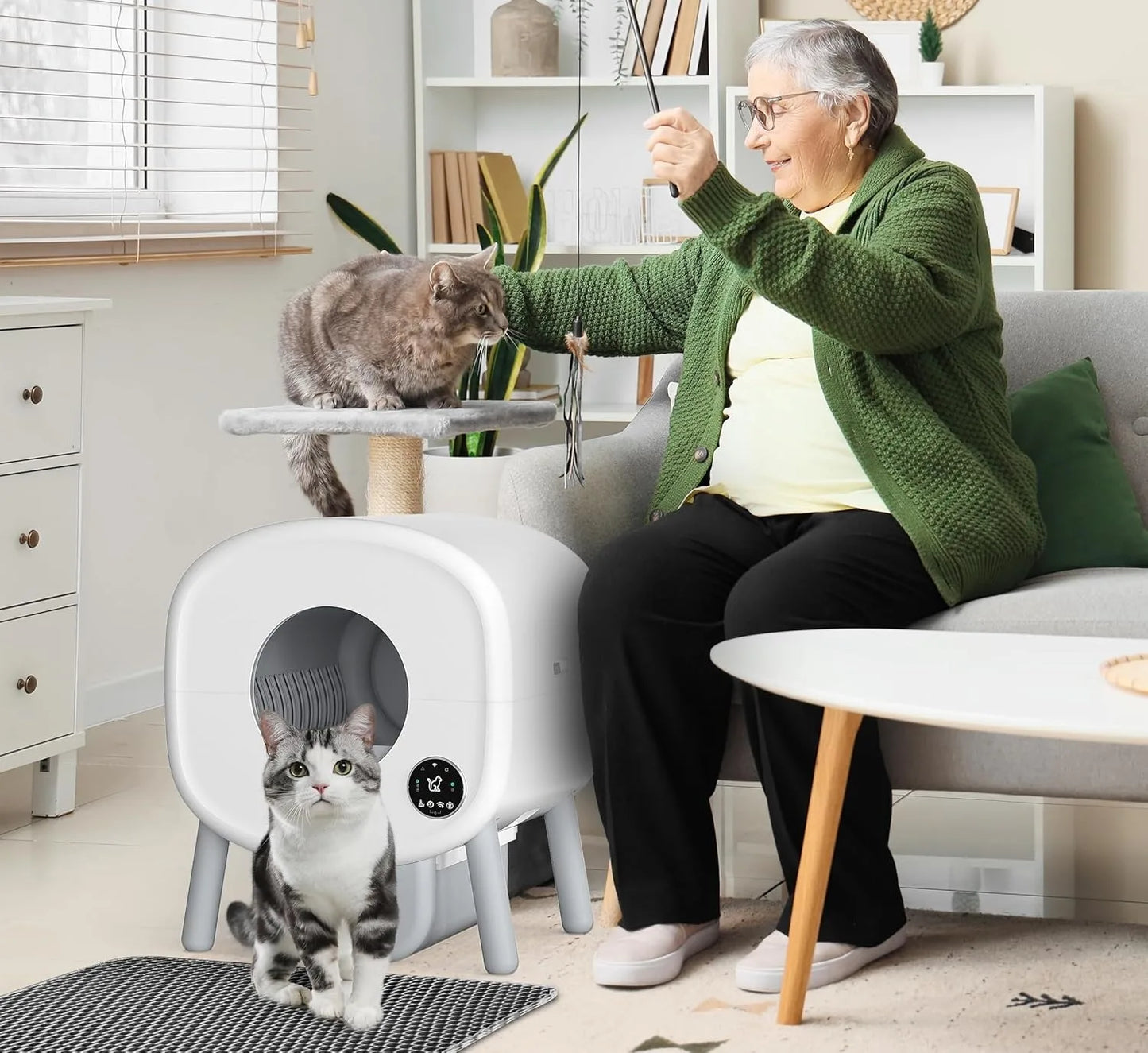 Extra Large Automatic Litter Box Self Cleaning for Multiple Cats, Odor-Free, App-Controlled