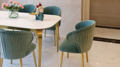 Set Of 2 Upholstered Wing Back Dining Chairs Living Room Designer Kitchen