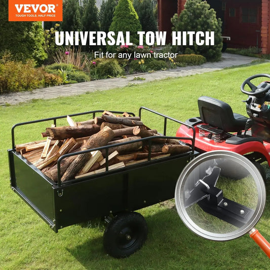 Heavy Duty ATV Dump Cart 750 lbs, 15 Cubic Feet Utility with Removable Sides