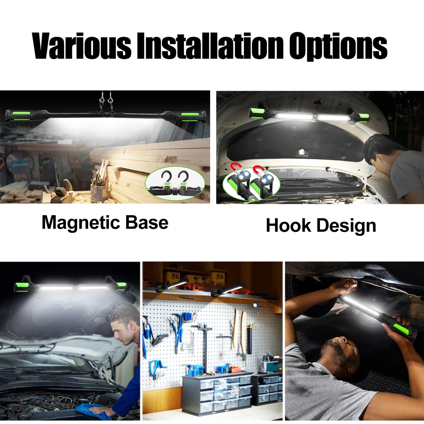 20w Rechargeable LED Work Light Adjustable Cordless Magnetic