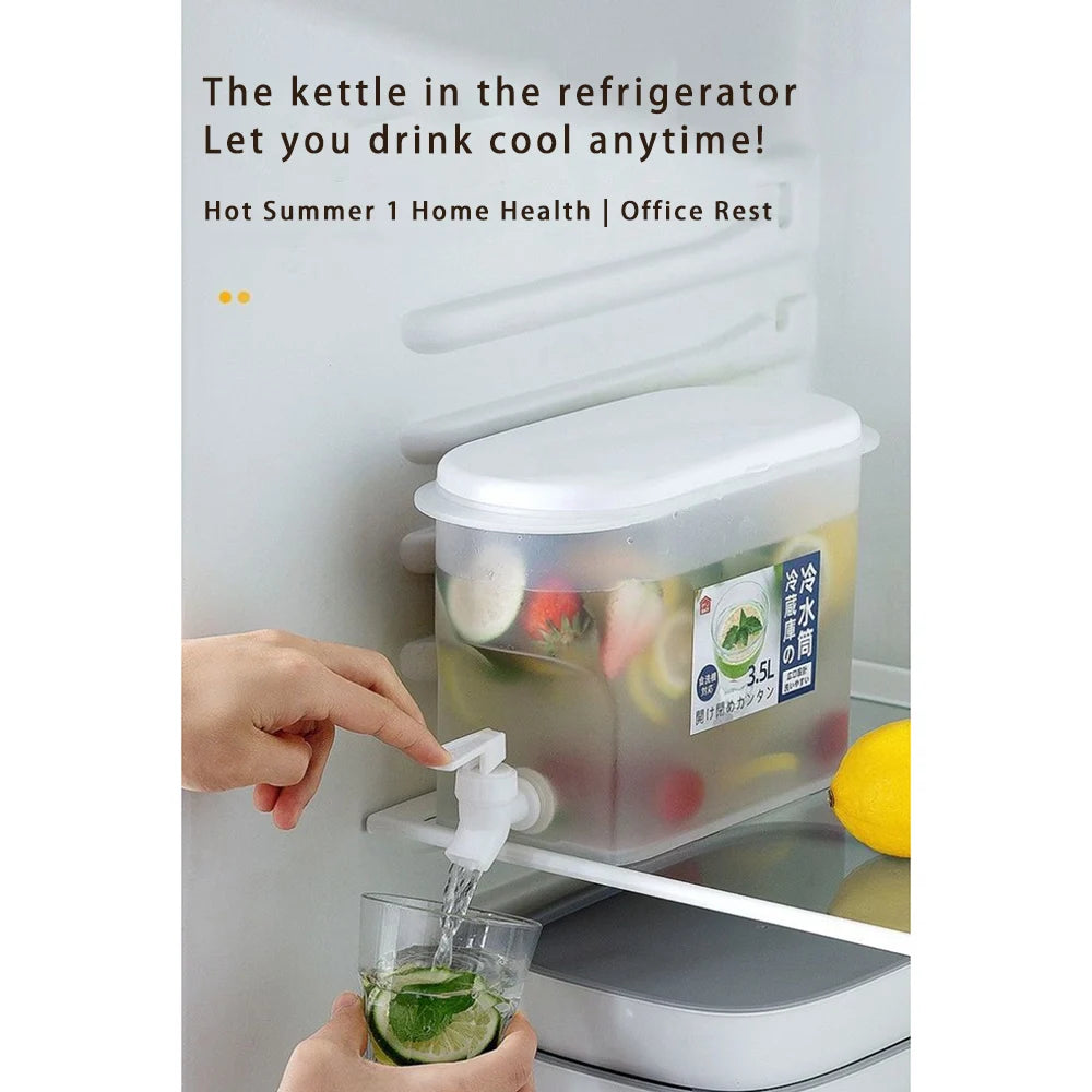 BPA Free 3.5L Cold Water Jug Clear Tea Kettle with Faucet Beverage Dispenser Refrigerator Water Container For Kitchen, Camping