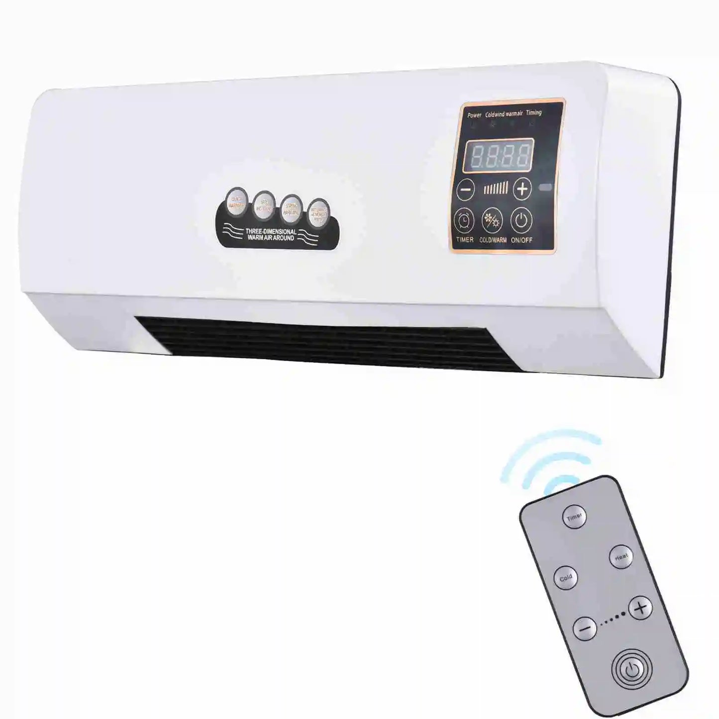 Fan and Heating Space Heater ; Wall Mount ; Timing Digital Display;