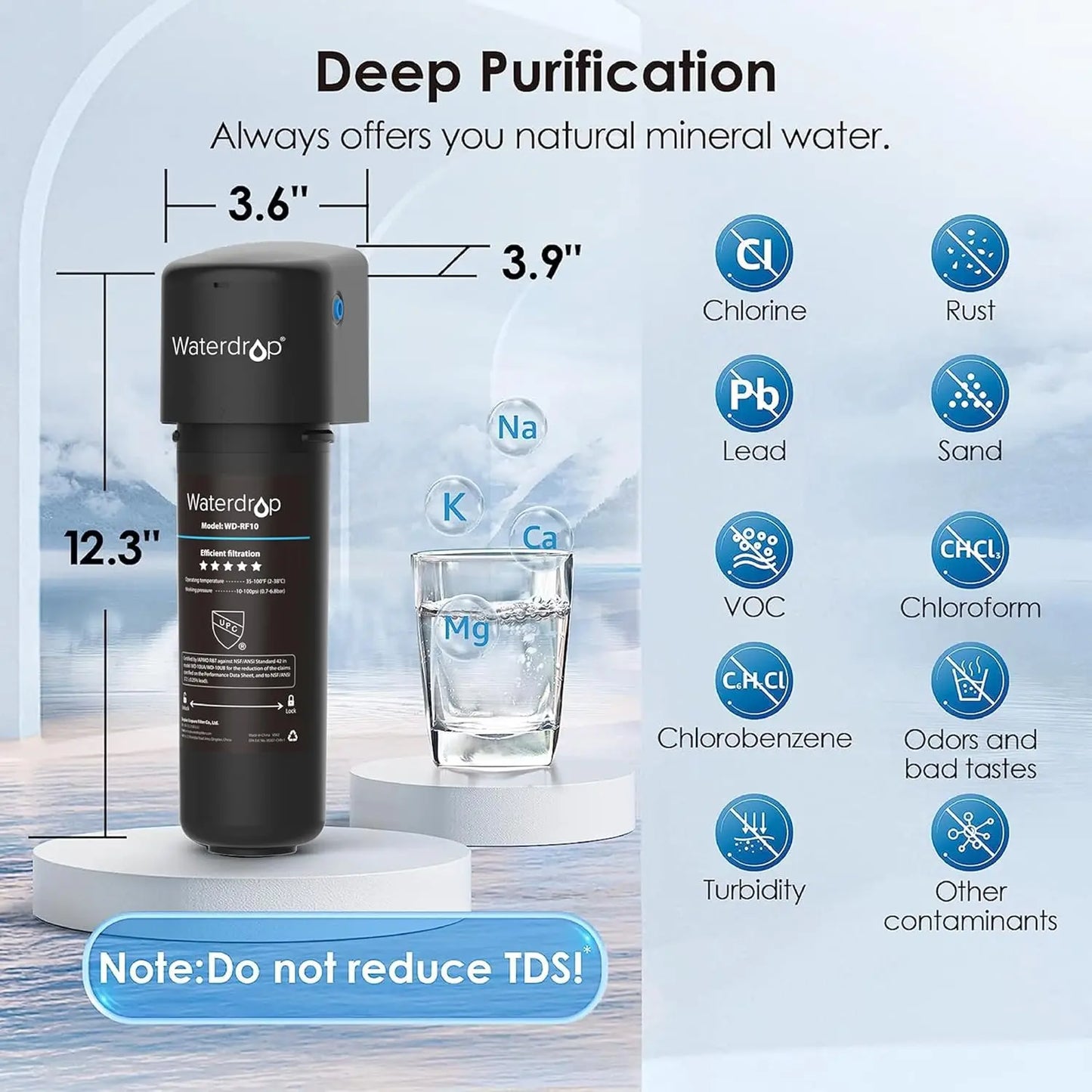 Waterdrop Under Sink Water Filter System, Reduces PFAS, PFOA/PFOS, Lead, Chlorine, Bad Taste 8K Gallons