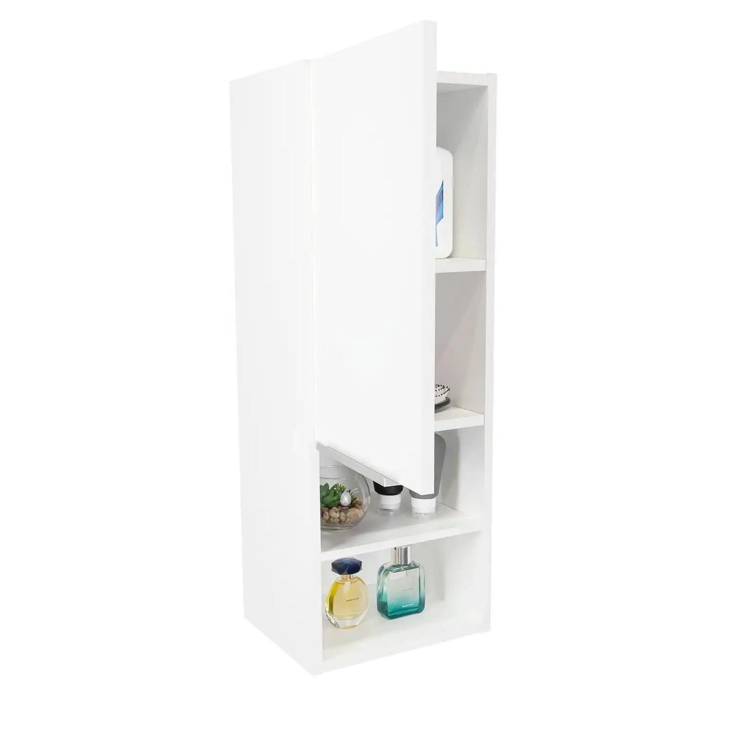 Mila Bathroom Cabinet, Two Interior  Shelves, Two External Shelves, Single Door Cabinet White