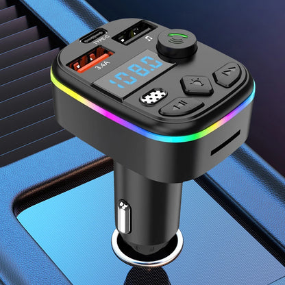 Hands Free Wireless MP3 Player Bluetooth-Compatible 5.3 Support TF Card U Disk Cell Phone Charger Car FM Transmitter
