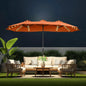 Double Sided Patio Umbrella - 13ft Solar Lights LED Lighted with Base Included