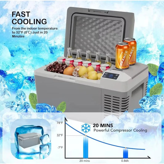 21QT/20L Portable Car/RV Refrigerator Freezer - 12V/24V DC  AC Power, Low Noise
