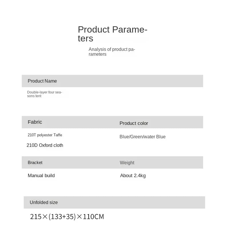 Outdoor Camping, Rain Proof, Wind Proof,  Super Light,  Camping Tent