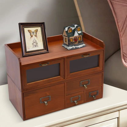 Vintage Retro 6-Drawer Desktop Organizer Cabinet Tabletop Organizer