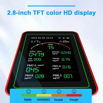 WiFi 15 in 1 Indoor Air Quality Monitor TFT Display Portable AQI PM0.3 PM1.0 PM2.5 PM10 Tester Household CO CO2 TVOC HCHO Tester