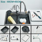 Multifunctional Kitchen Waterfall Sink Digital Display; 304 Stainless Steel
