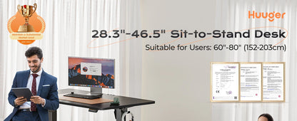 Large Electric Standing Desk 55 x 28 Height Adjustable Computer Desk 27.6 Deep Desktop with 2 Hooks for Home Office Black