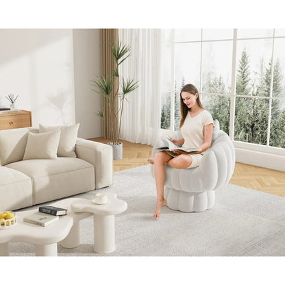 Mid Century Modern 360 Degree Swivel Accent Sofa Chair Set of 2,Velvet Fabric Wide Upholstered Pumpkin Reading Chair, Armchair f