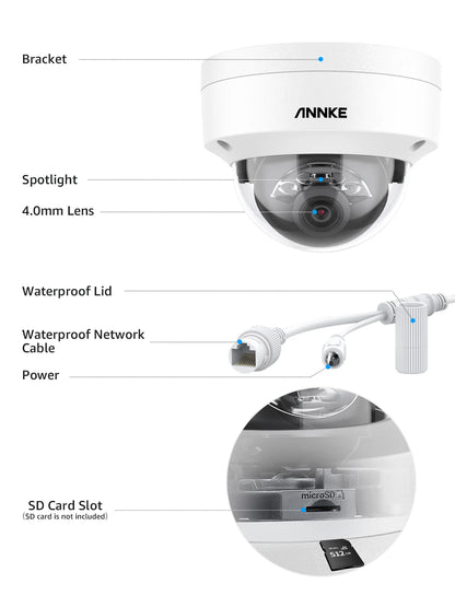 ANNKE C800 4K PoE Security Camera Outdoor IK10 8MP Smart Dual Light Built-in Mic  Apple or Google app