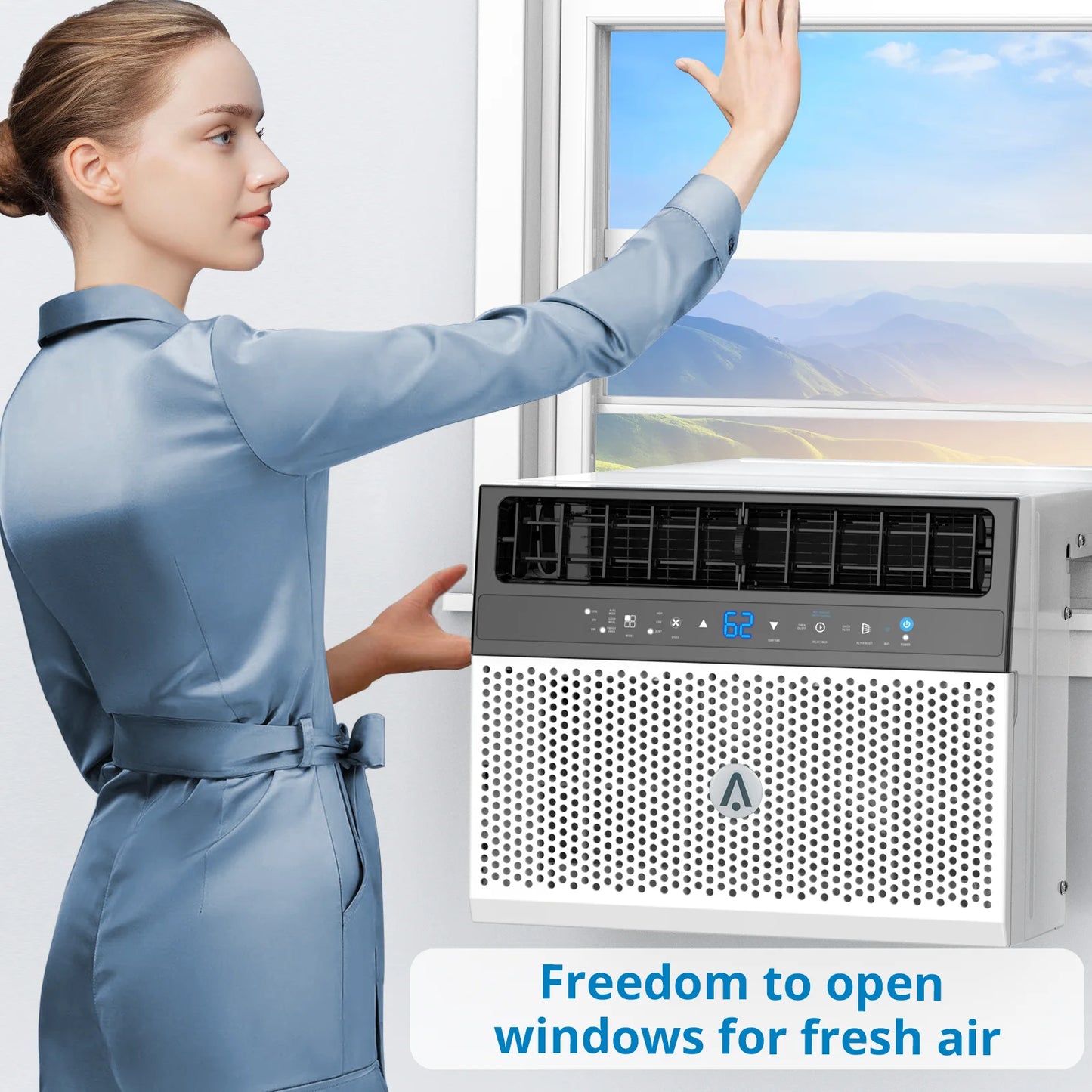 6000 BTU Window Air Conditioner, Energy Efficient, U Shaped Air Conditioner Cools Up to 350 Sq Ft, WIFI