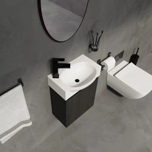16" Bathroom Vanity Sink Combo for Compact Spaces; Ceramic Sink, Bathroom Cabinet