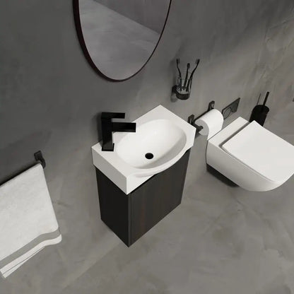 16" Bathroom Vanity Sink Combo for Compact Spaces; Ceramic Sink, Bathroom Cabinet