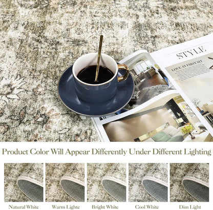 Washable Area Rug Stain-Resistant Throw Rug Indoor Carpet