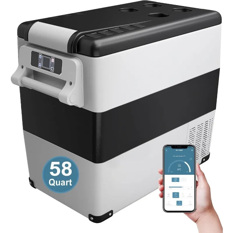 Portable 12 Volt Refrigerator Cooler or Freezer- 58 Quart(55L)  with AC/DC (Has Compressor)