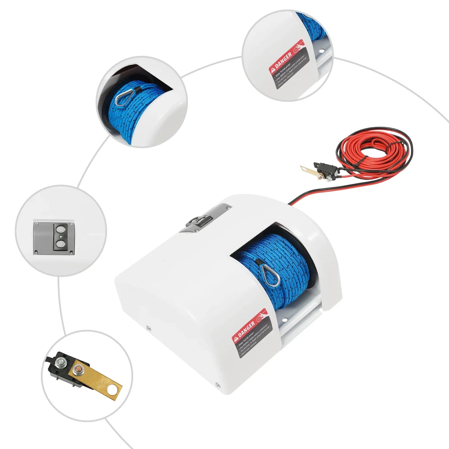 Boat Electric Anchor Winch,12V Waterproof Windlass with Remote Control,Premium for 25lbs Boat Anchor