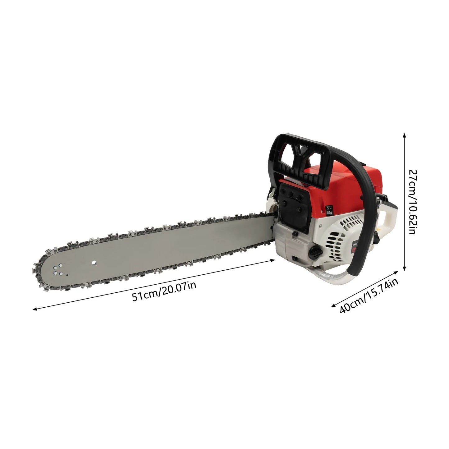 Gasoline Chainsaw with 52cc Engine, 20-inch Bar, and 7500RPM Speed for Heavy-Duty Cutting, Complete with Tool Bag