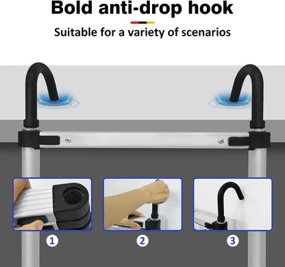 Telescopic Collapsible Ladder with Detachable Hooks & Extendable Steps Non-Slip Feet