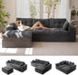 L-Shaped Sectional Sofa with Convertible Left/Right Ottoman,