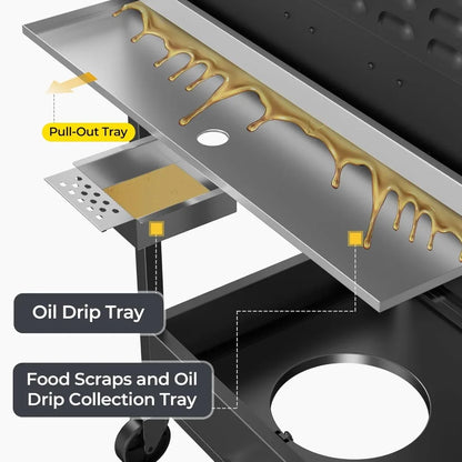 3-Burner Propane Gas Grill with Side Burner, 34,000 BTU Stainless Steel Outdoor BBQ for Camping & Parties