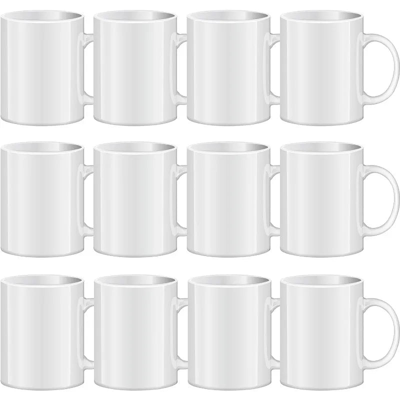 Mugs Blank White Ceramic Cups Bulk Mugs for Coffee Tea Set of 12