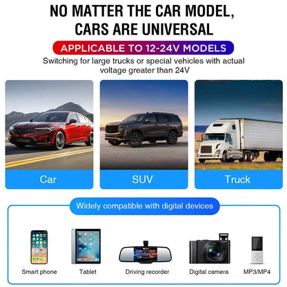 Hands Free Wireless MP3 Player Bluetooth-Compatible 5.3 Support TF Card U Disk Cell Phone Charger Car FM Transmitter