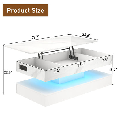 High Glossy LED Coffee TableOpen Display Shelf & Large Storage Space