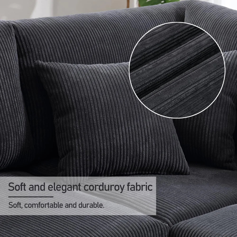 Corduroy Large Sectional Sofa Couches for Livingroom, Oversized 5 Seat L-Shaped Sofa Set with Chaise&Storage Cabinet