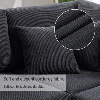 Corduroy Large Sectional Sofa Couches for Livingroom, Oversized 5 Seat L-Shaped Sofa Set with Chaise&Storage Cabinet