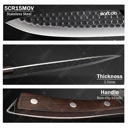 3 Pcs Stainless Steel Kitchen Chef Knife Set Multipurpose Boning Cleavers Utility Cutters Mini Meat Paring Slicing Tools